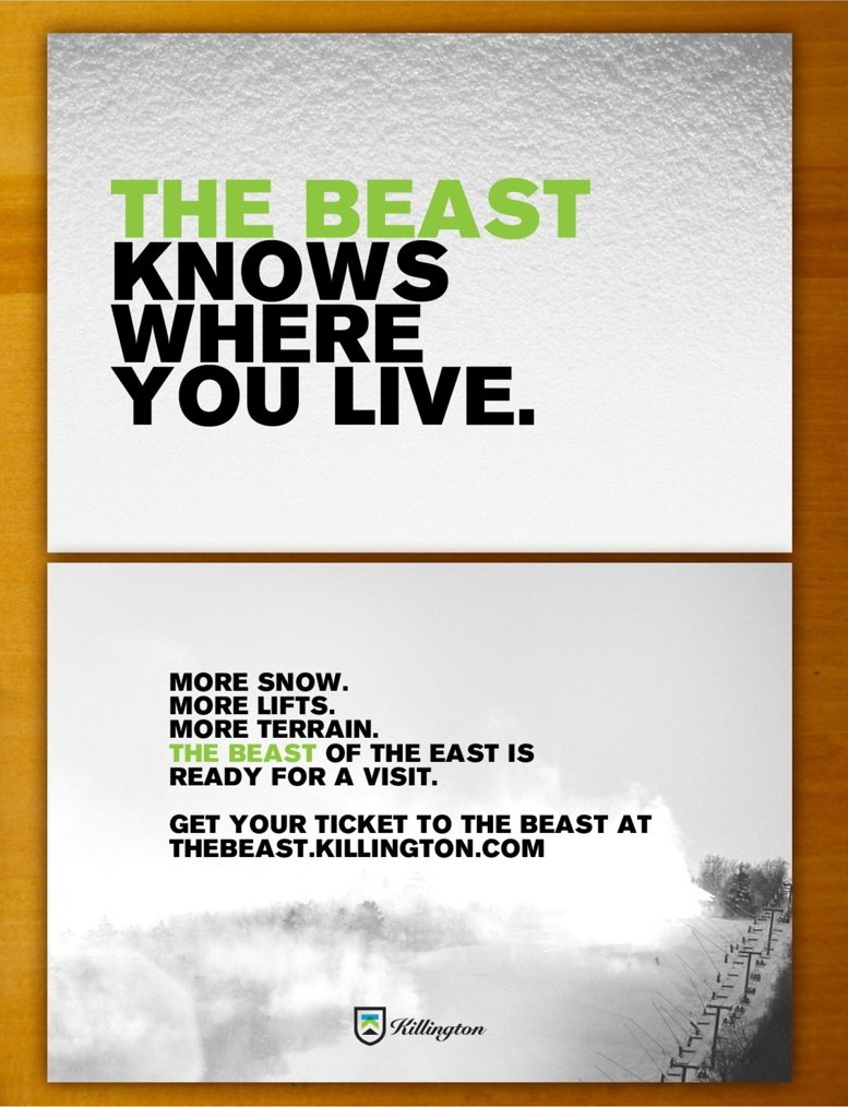 Killington 'The Beast' direct mail — 'The Beast knows where you live'