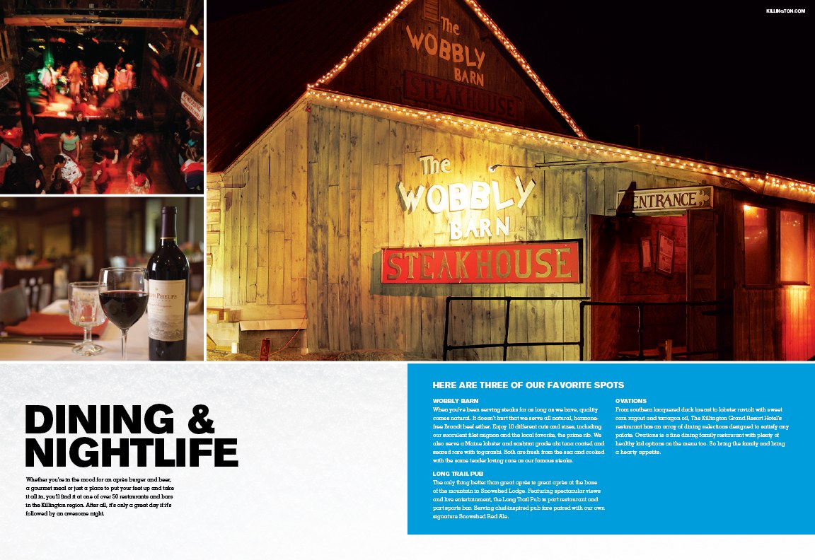 Dining & Nightlife — Wobbly Barn spread