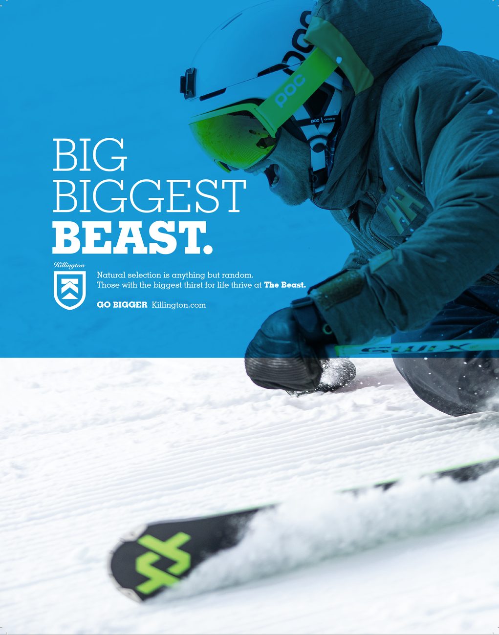 'Big. Biggest. Beast.' — Warren Miller / SnowWorld magazine ad