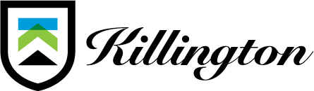 New Killington shield mark, by Factory Labs — sky, chevron, mountain, with script wordmark