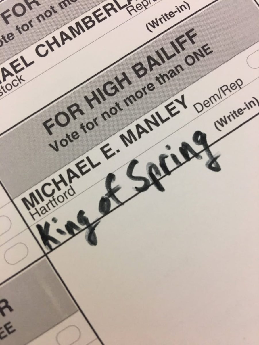 A Vermont ballot with King of Spring written in as a candidate